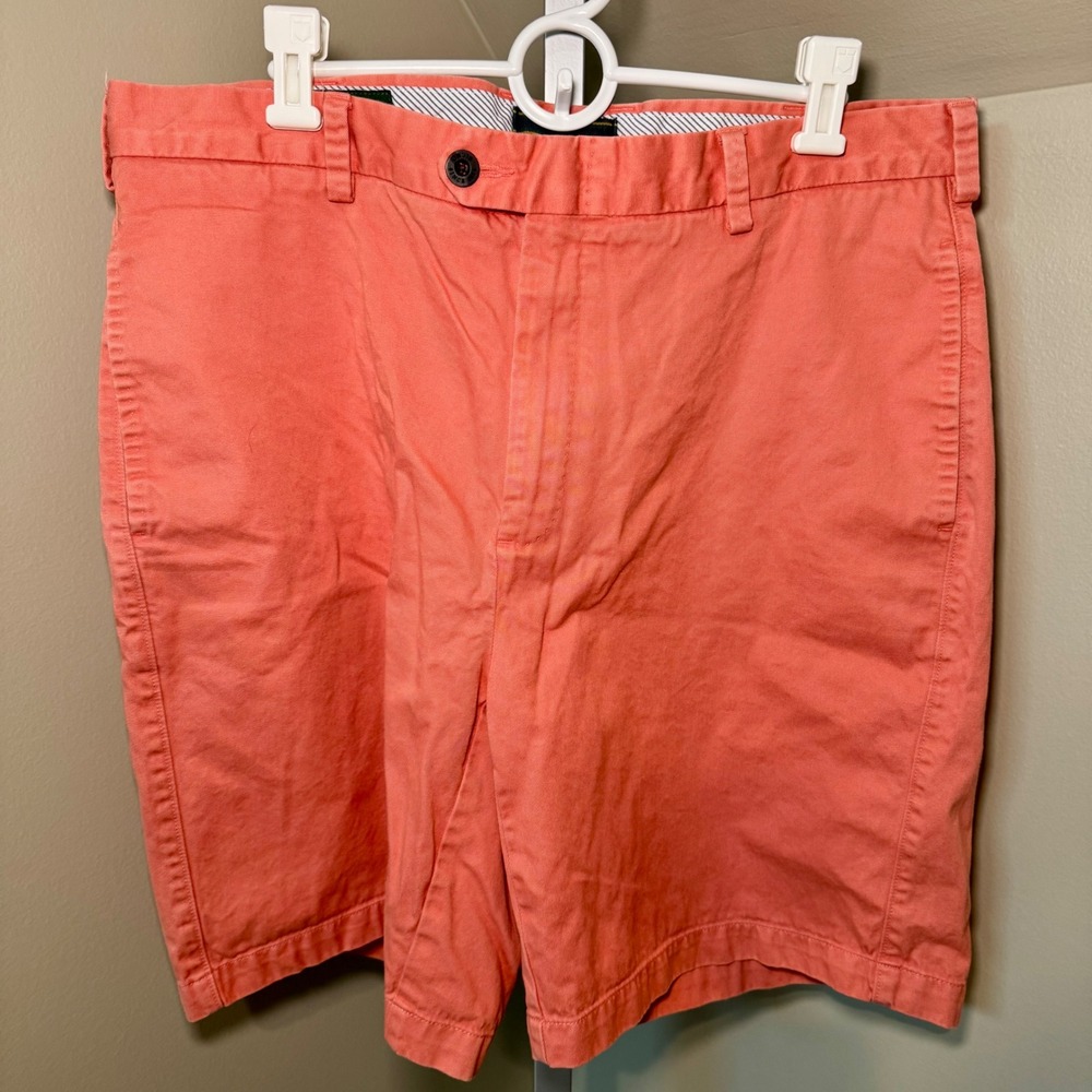 Orvis Mens Chino Shorts 36 Coral Salmon Pink Cotton Twill 0P8L Made in Peru